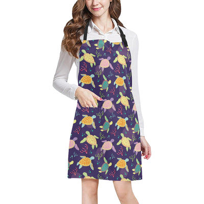 Sea Turtle Color Smile Apron with Pocket