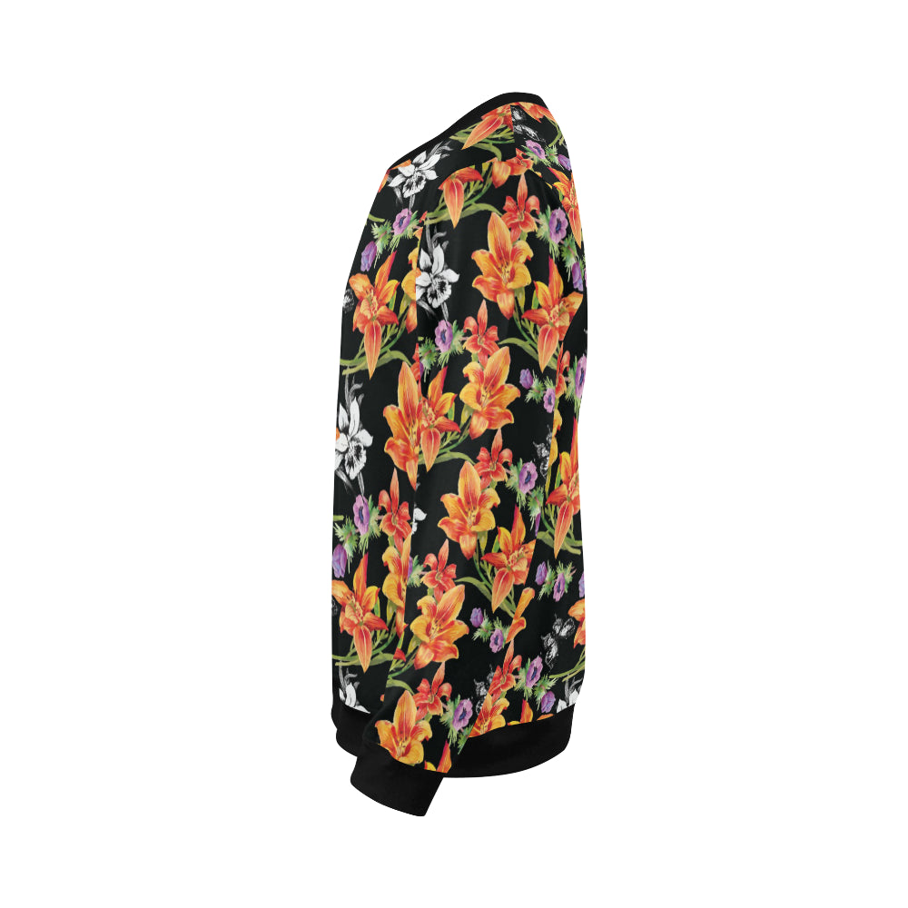 Tropical Flower Pattern Print Design TF02 Men Long Sleeve Sweatshirt