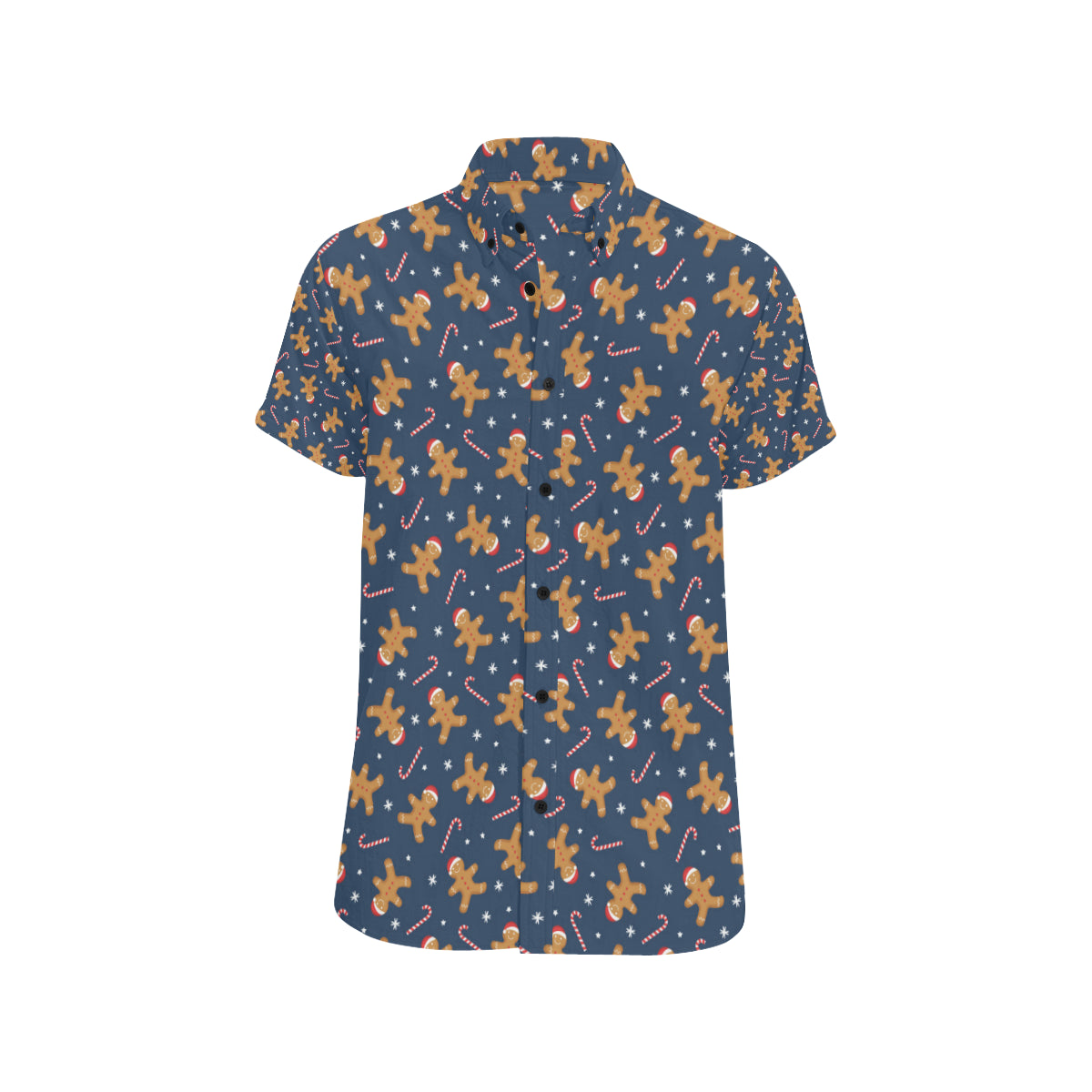 Gingerbread Pattern Print Design 01 Men's Short Sleeve Button Up Shirt