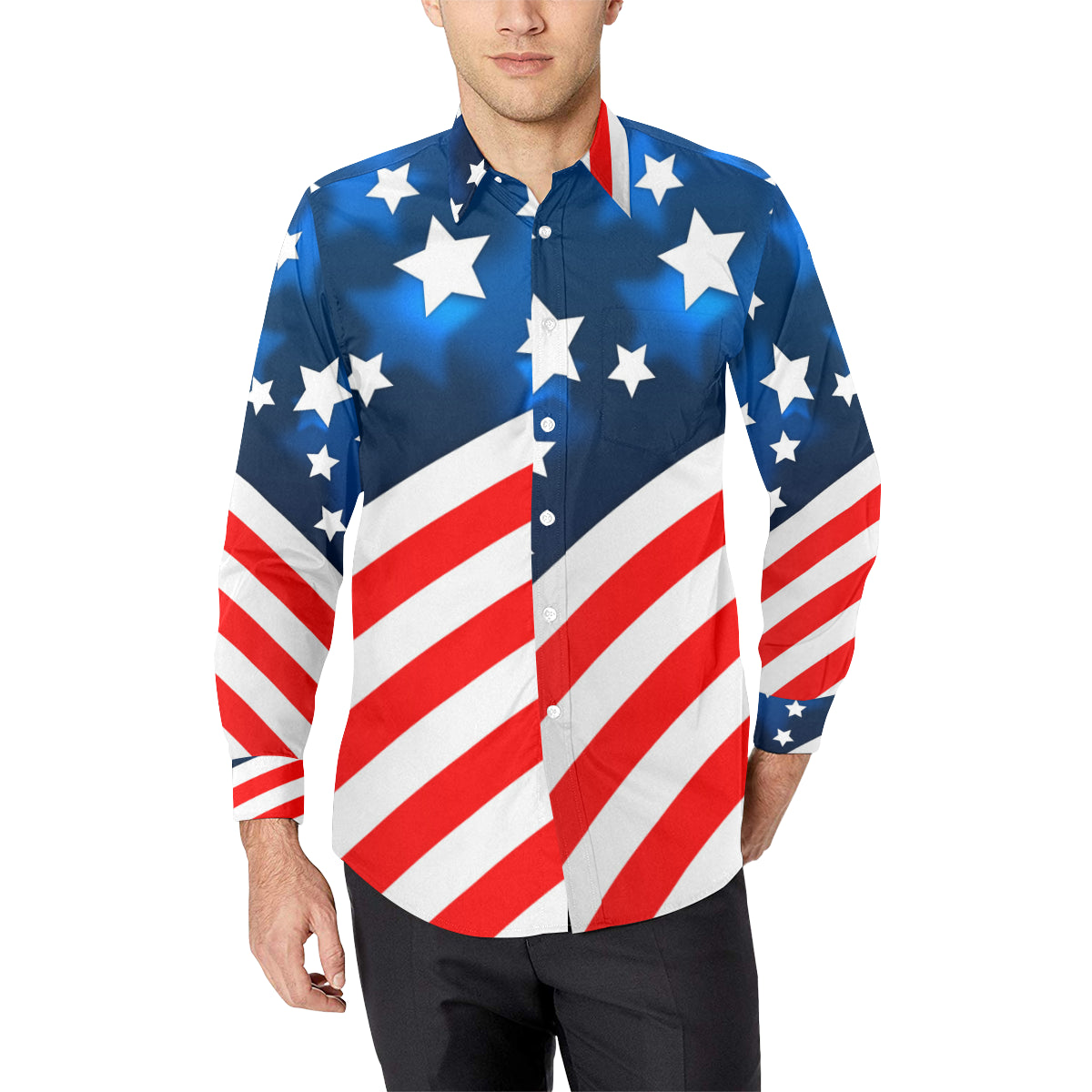 American flag Style Men's Long Sleeve Shirt