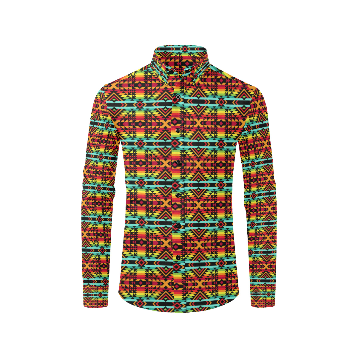 Kente Red Design African Print Men's Long Sleeve Shirt