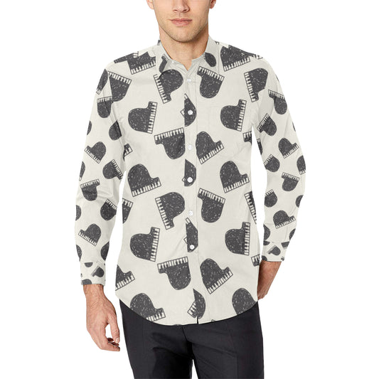 Piano Pattern Print Design 04 Men's Long Sleeve Shirt