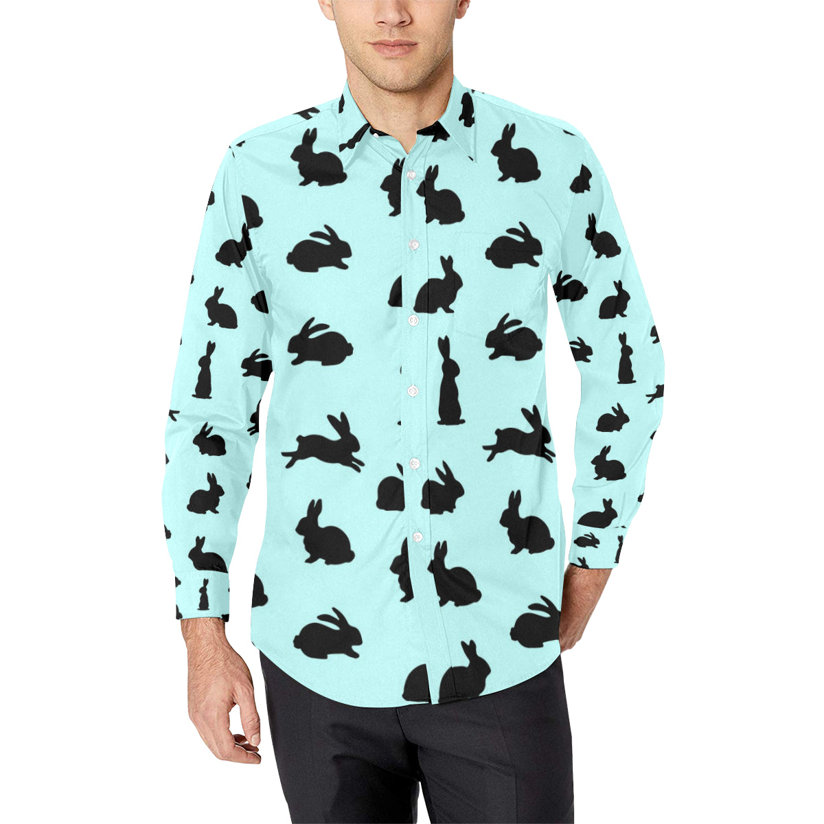 Rabbit Pattern Print Design RB010 Men's Long Sleeve Shirt