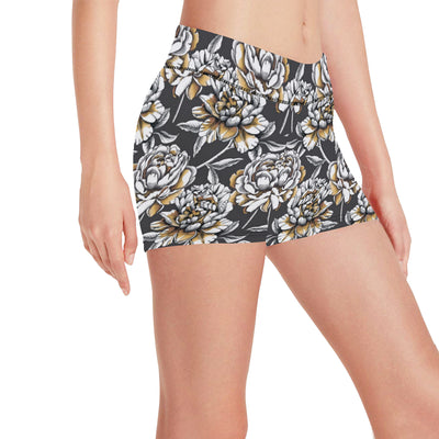 Peony Pattern Print Design PE06 Yoga Shorts