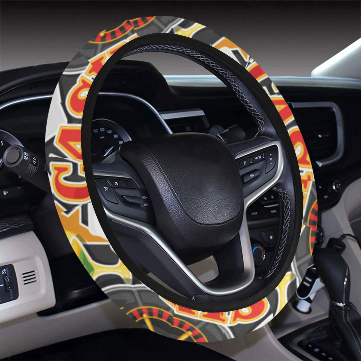 Casino Pattern Print Design 03 Steering Wheel Cover with Elastic Edge