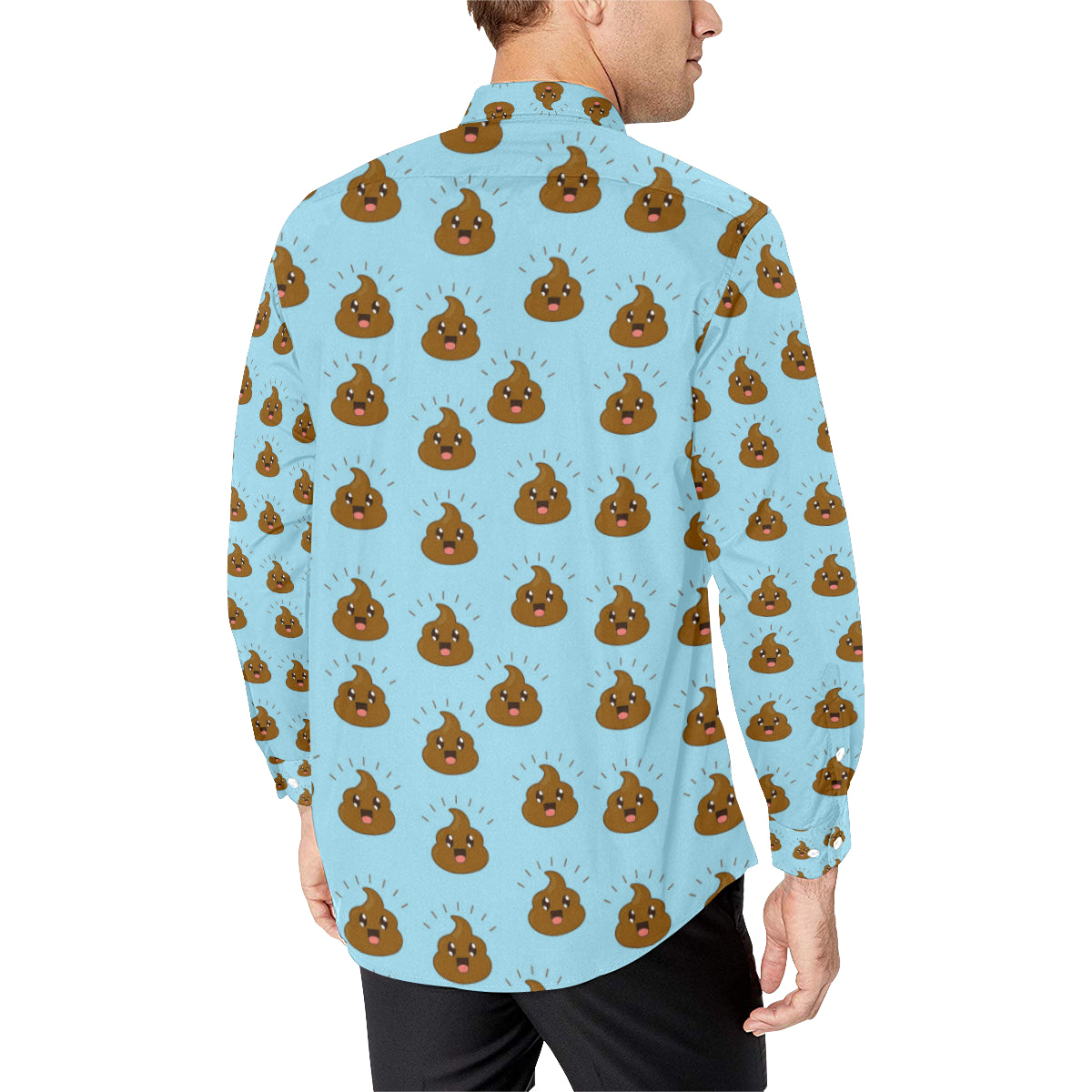 Poop Emoji Pattern Print Design A03 Men's Long Sleeve Shirt
