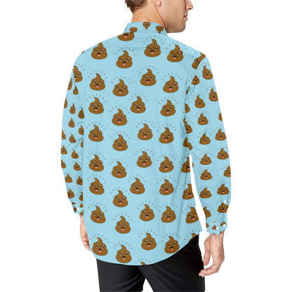 Poop Emoji Pattern Print Design A03 Men's Long Sleeve Shirt