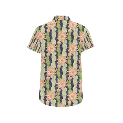 Cactus Pattern Print Design 01 Men's Short Sleeve Button Up Shirt