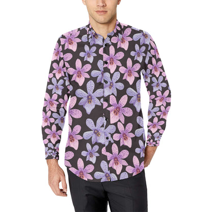 Orchid Pattern Print Design OR08 Men's Long Sleeve Shirt