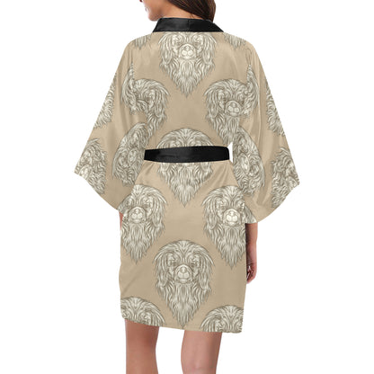 Pekingese Pattern Print Design A01 Women's Short Kimono