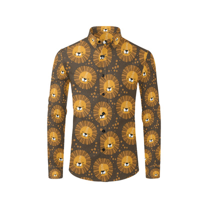 Lion Cartoon Pattern Print Design 01 Men's Long Sleeve Shirt