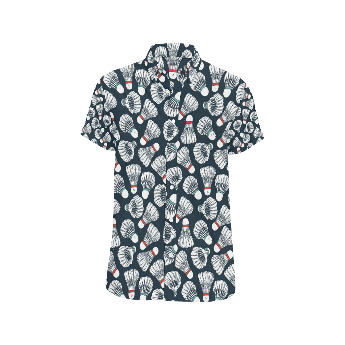 Badminton Ball Pattern Print Design 01 Men's Short Sleeve Button Up Shirt
