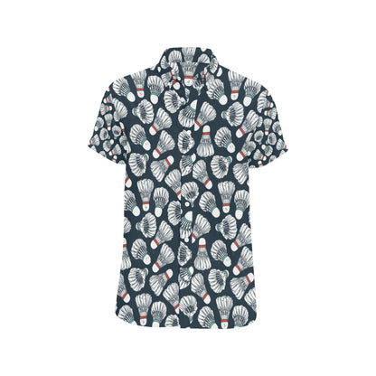 Badminton Ball Pattern Print Design 01 Men's Short Sleeve Button Up Shirt