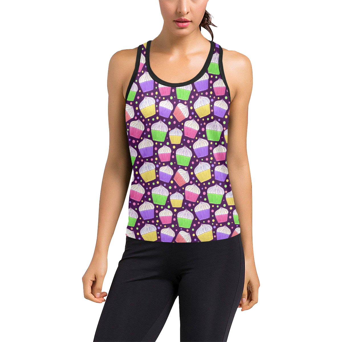 Cupcake Pattern Print Design CP07 Women's Racerback Tank Top