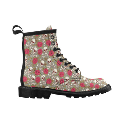 Skull Bone Rose Print Design LKS303 Women's Boots