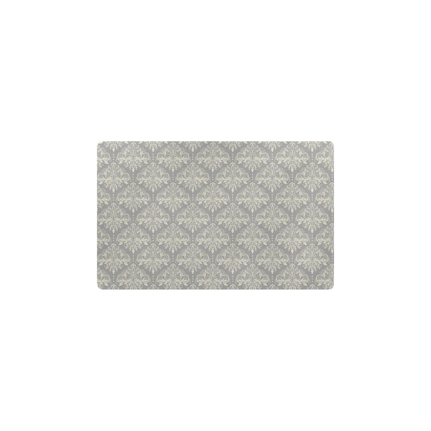 Damask Grey Elegant Print Pattern Kitchen Mat