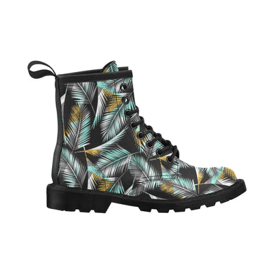 Gold Glitter Cyan Tropical Palm Leaves Women's Boots