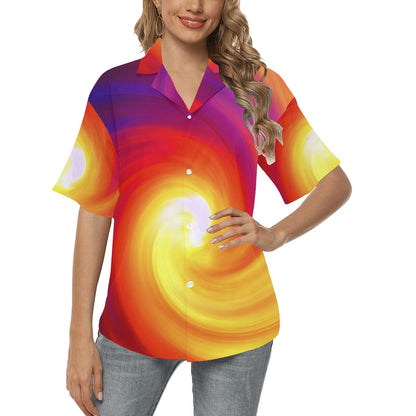 Vortex Twist Swirl Flame Themed Women's Hawaiian Shirt
