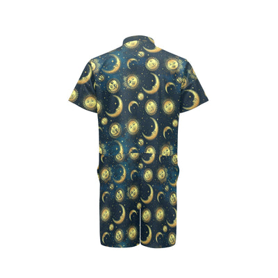 Gold Sun Moon Face Men's Romper