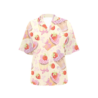 Strawberry Pink CupCake Women's Hawaiian Shirt