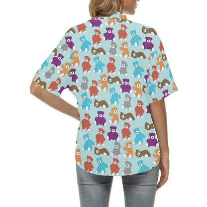 Bear Cute Pattern Print Design 03 Women's Hawaiian Shirt