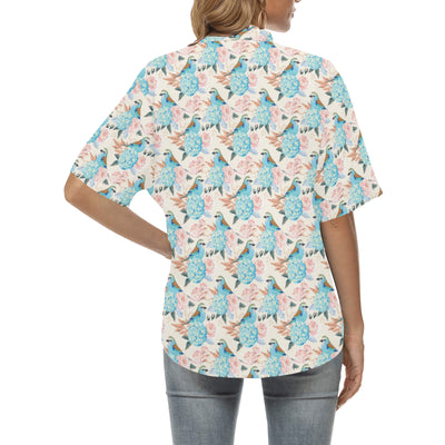 Bluebird Pattern Print Design 03 Women's Hawaiian Shirt