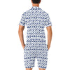 Hibiscus Blue Hawaiian Flower Pattern Men's Romper