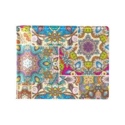 Patchwork Print Design LKS402 Men's ID Card Wallet