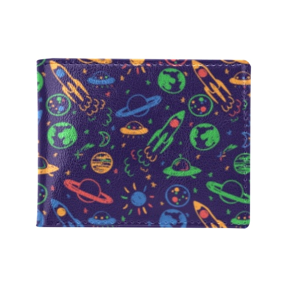 UFO Space Rocket Print Design LKS302 Men's ID Card Wallet