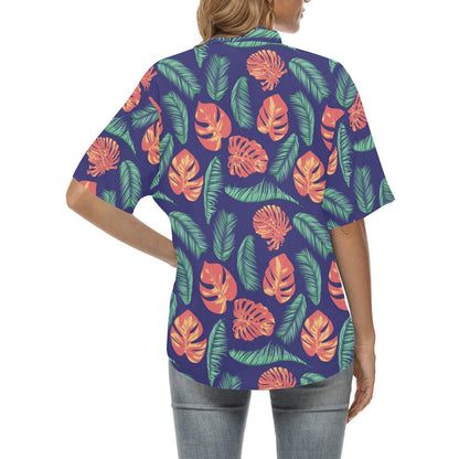 Palm Leaves Pattern Print Design PL011 Women's Hawaiian Shirt