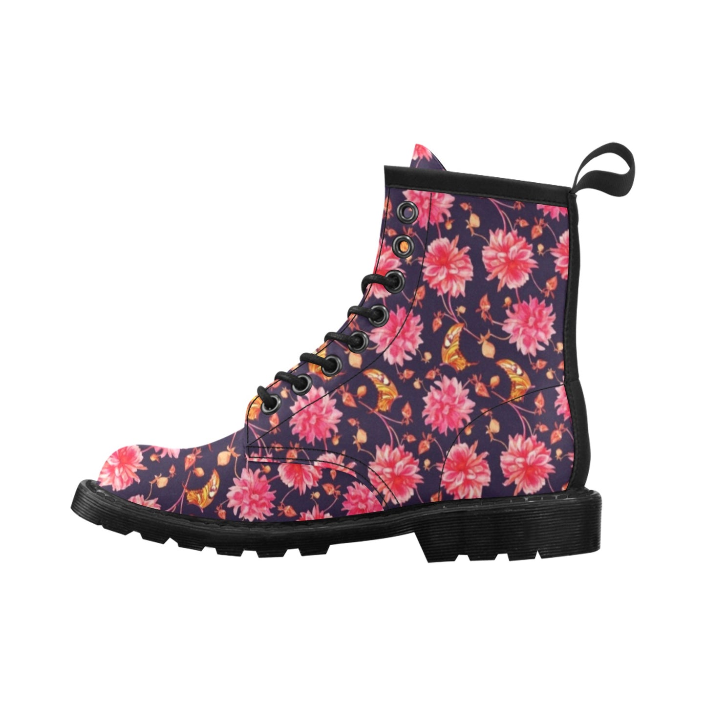 Dahlia Pattern Print Design DH03 Women's Boots