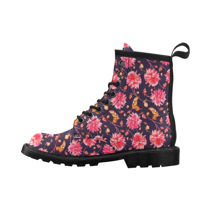 Dahlia Pattern Print Design DH03 Women's Boots
