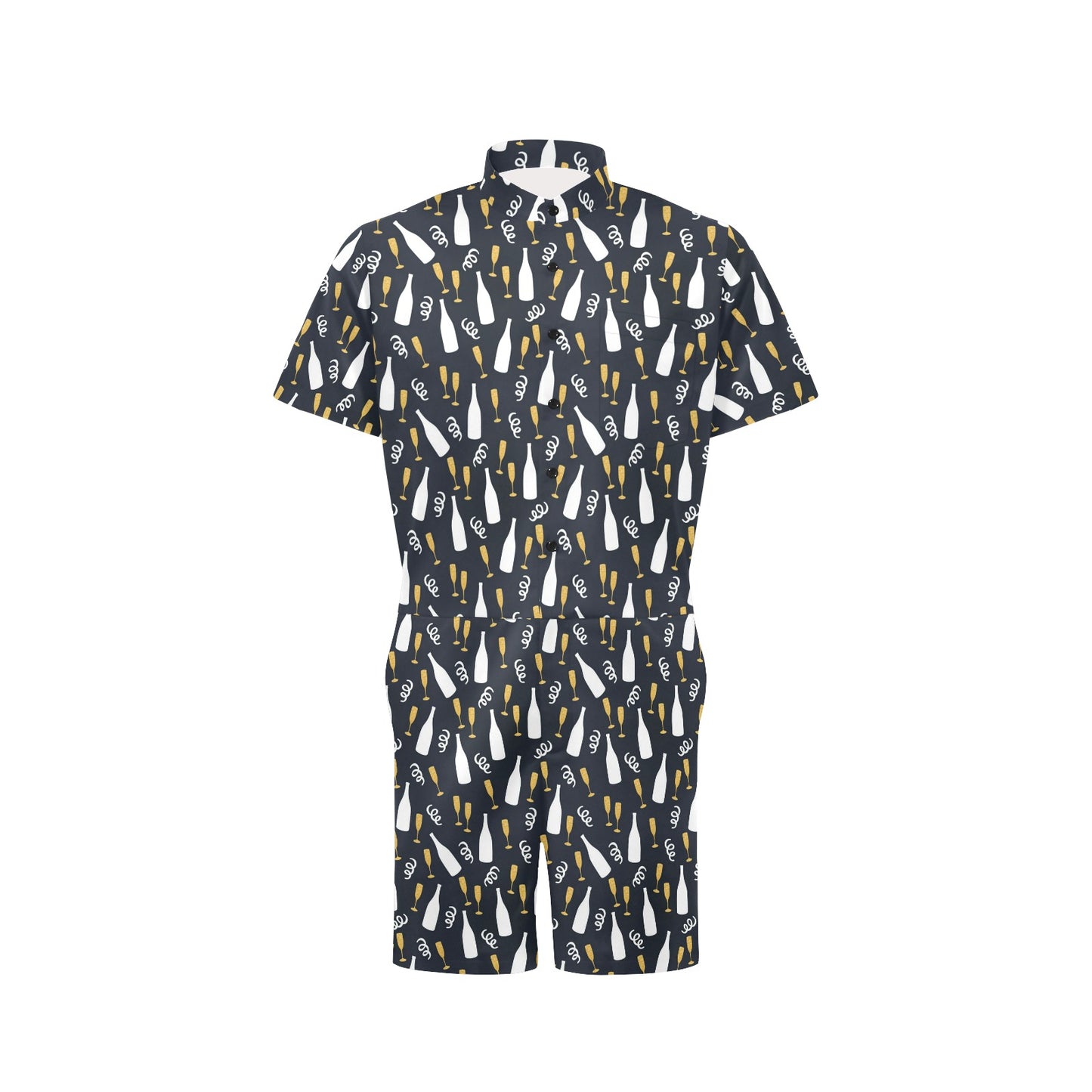 Champagne Pattern Print Design 01 Men's Romper