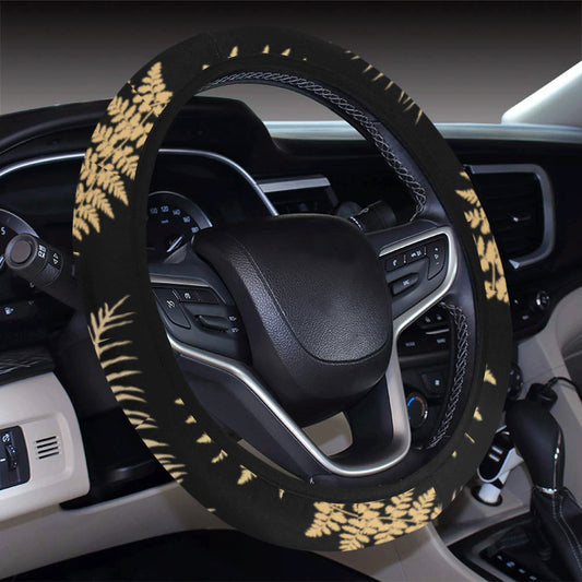 Fern Leave Bright Print Pattern Steering Wheel Cover with Elastic Edge