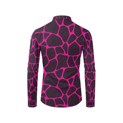 Giraffe Pink Background Texture Print Men's Long Sleeve Shirt