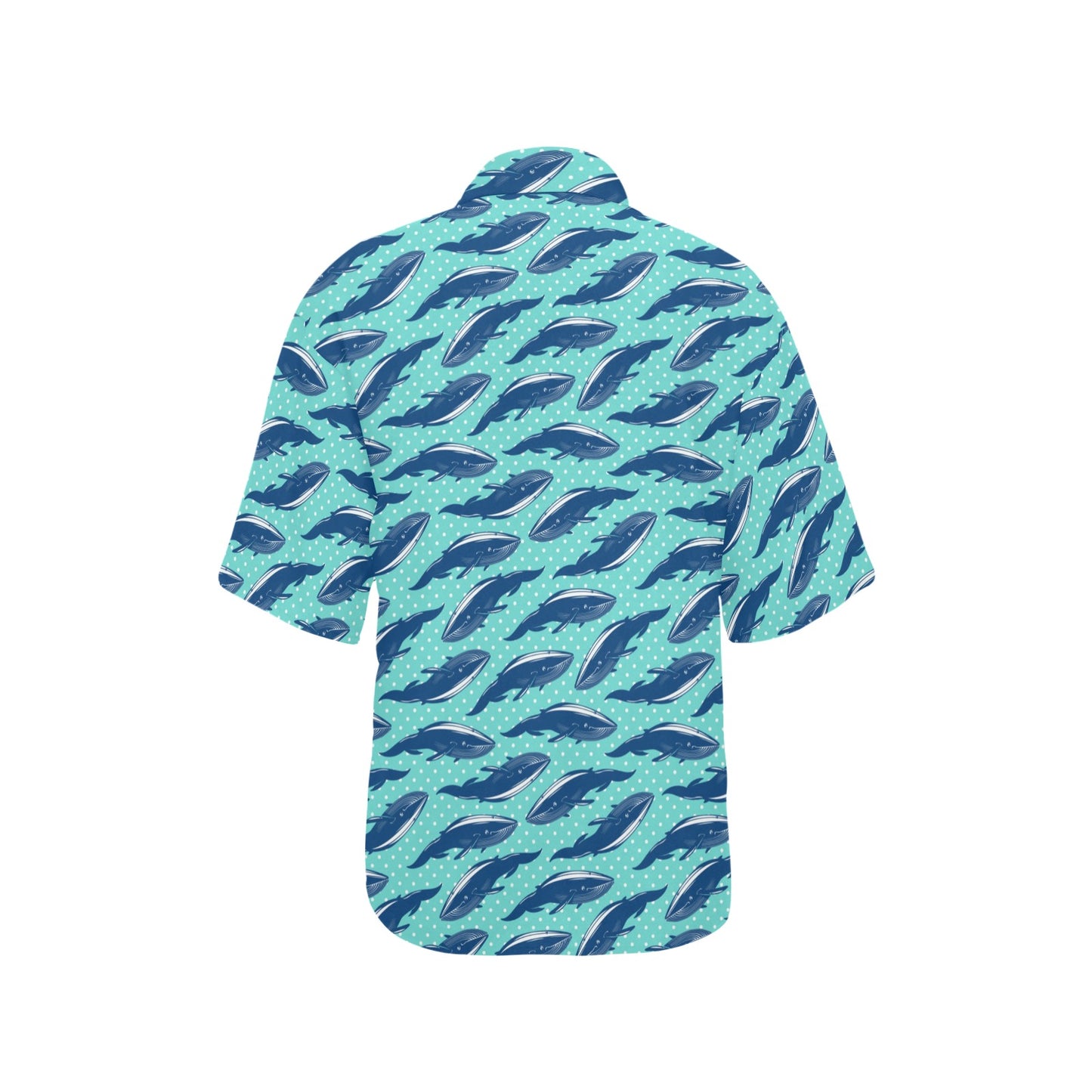 Whale Polka Dot Design Themed Print Women's Hawaiian Shirt