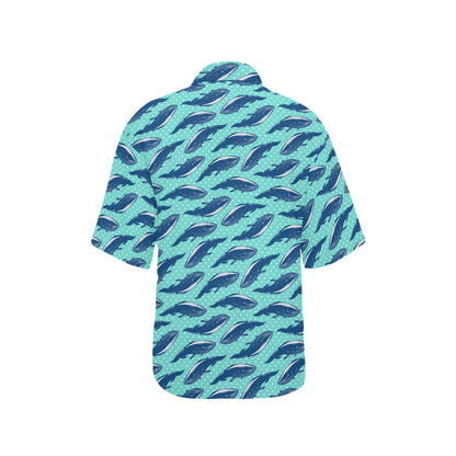 Whale Polka Dot Design Themed Print Women's Hawaiian Shirt