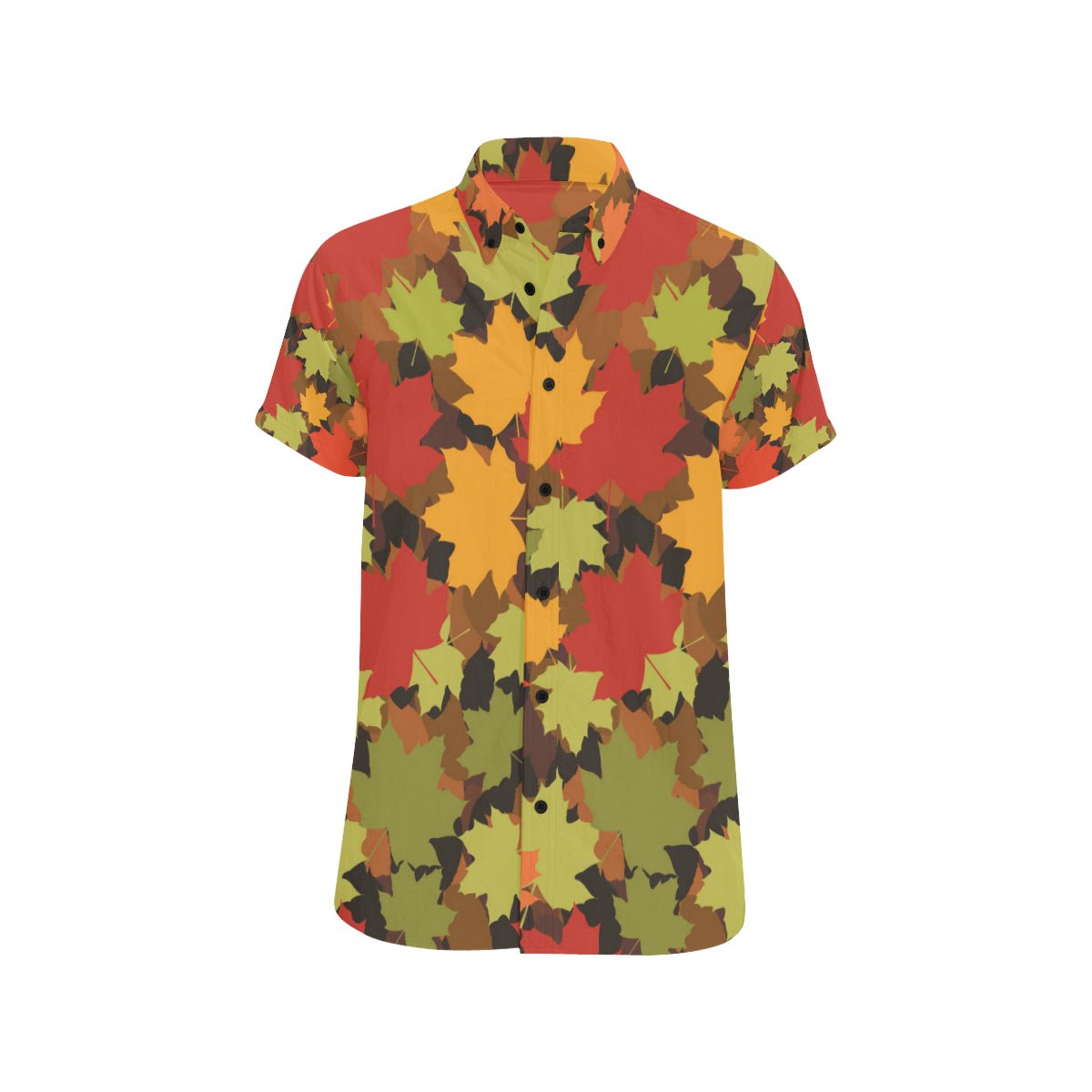 Maple Leaf Pattern Print Design 05 Men's Short Sleeve Button Up Shirt