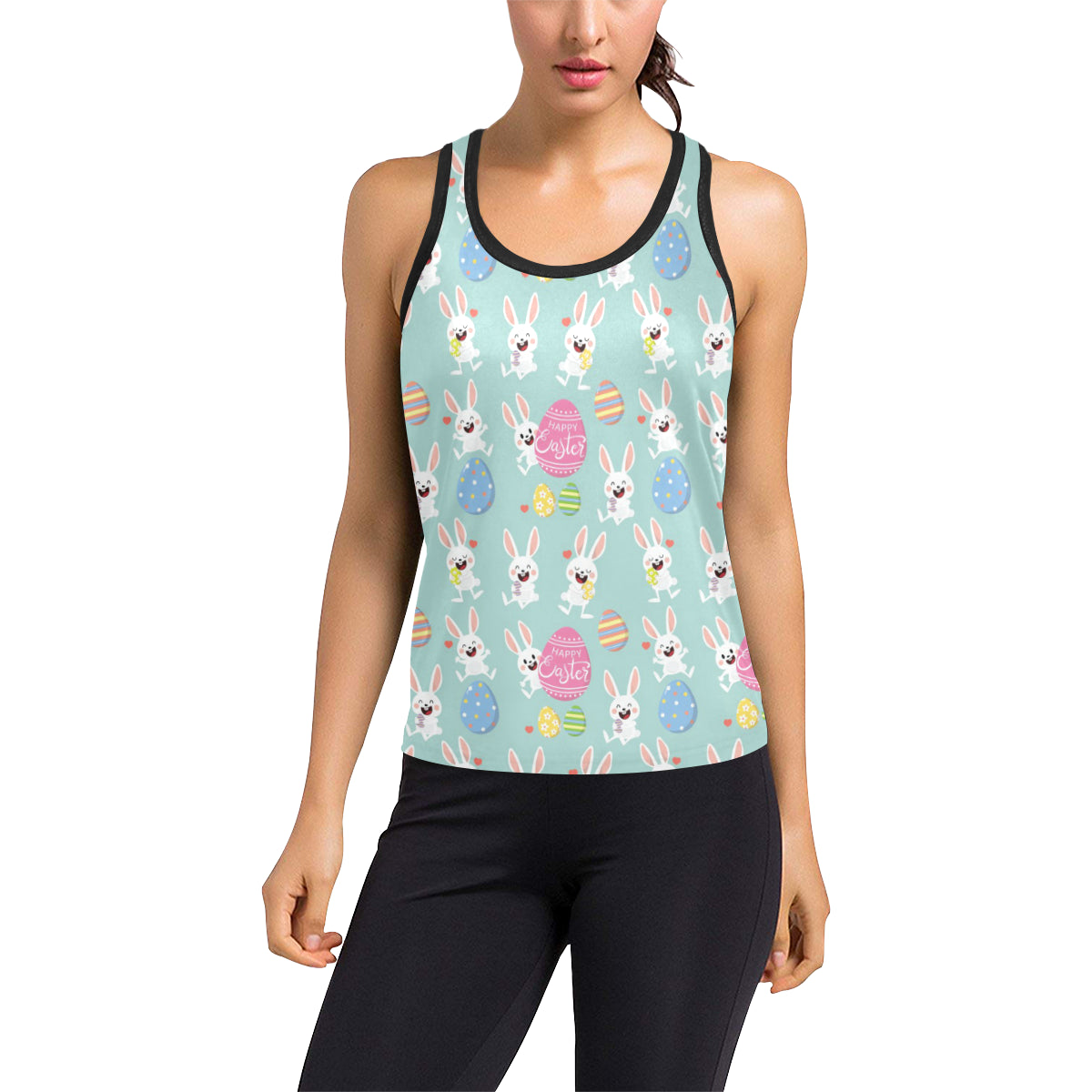 Easter Eggs Pattern Print Design RB014 Women's Racerback Tank Top