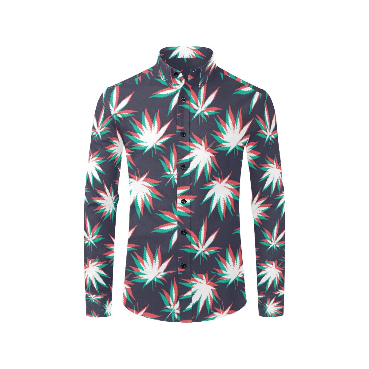 Pot Leaf Pattern Print Design A01 Men's Long Sleeve Shirt