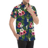 Hibiscus Pattern Print Design HB028 Men's Short Sleeve Button Up Shirt