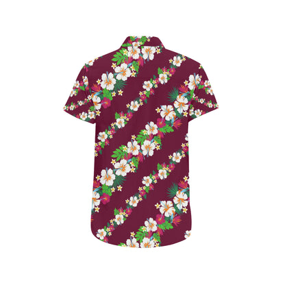 Hawaiian Themed Pattern Print Design H06 Men's Short Sleeve Button Up Shirt