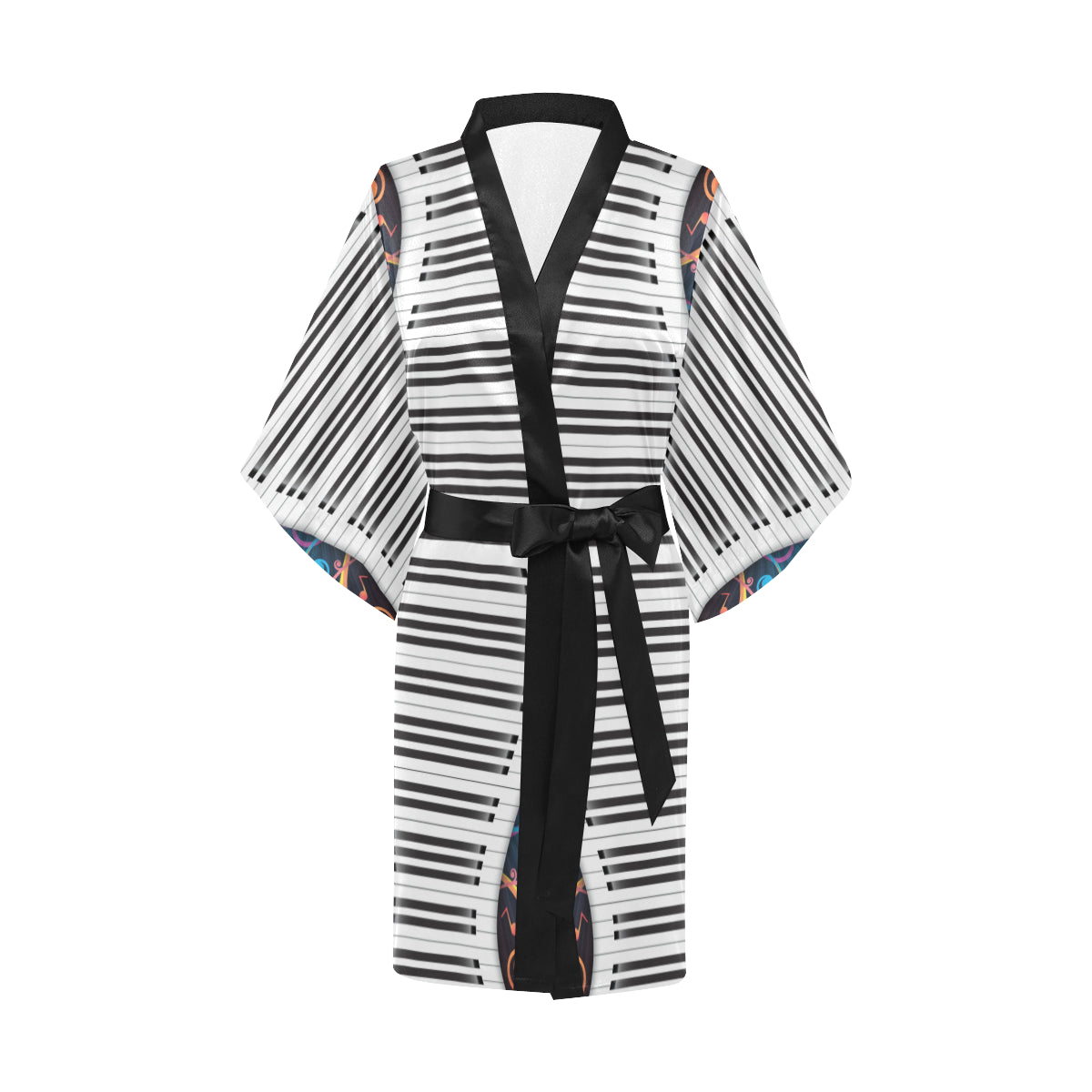 Piano Pattern Print Design 01 Women's Short Kimono