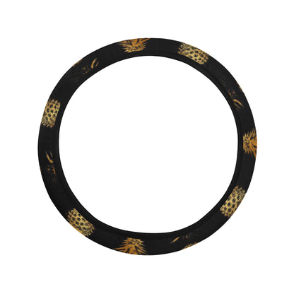 Pineapple Pattern Print Design A02 Steering Wheel Cover with Elastic Edge