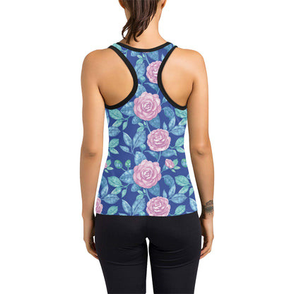 Camellia Pattern Print Design CM05 Women's Racerback Tank Top