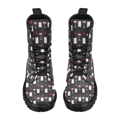 Wine Print Design LKS309 Women's Boots