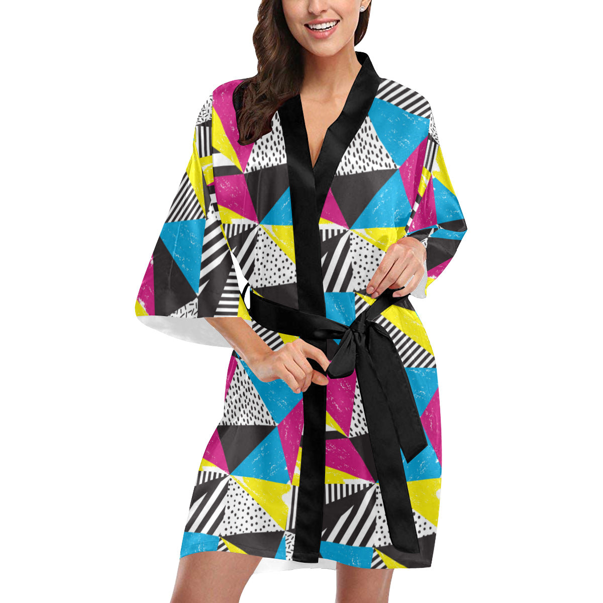 80s Pattern Print Design 2 Women's Short Kimono
