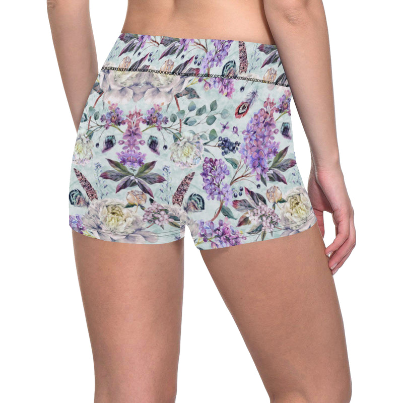 Lilac Pattern Print Design LI06 Yoga Shorts