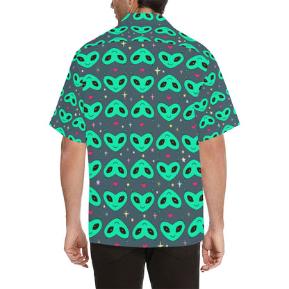 Alien Head Heart Pattern Print Design 03 Men's Hawaiian Shirt
