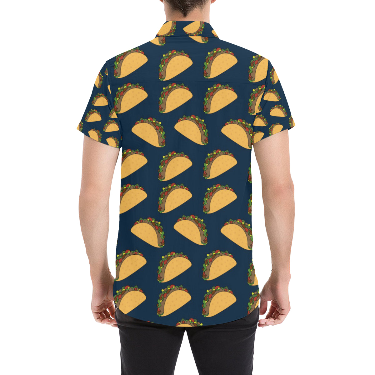 Taco Pattern Print Design TC04 Men's Short Sleeve Button Up Shirt